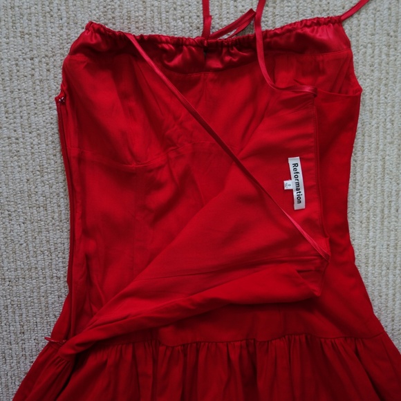 Reformation Analise Red Poplin  Dress - Picture 6 of 8